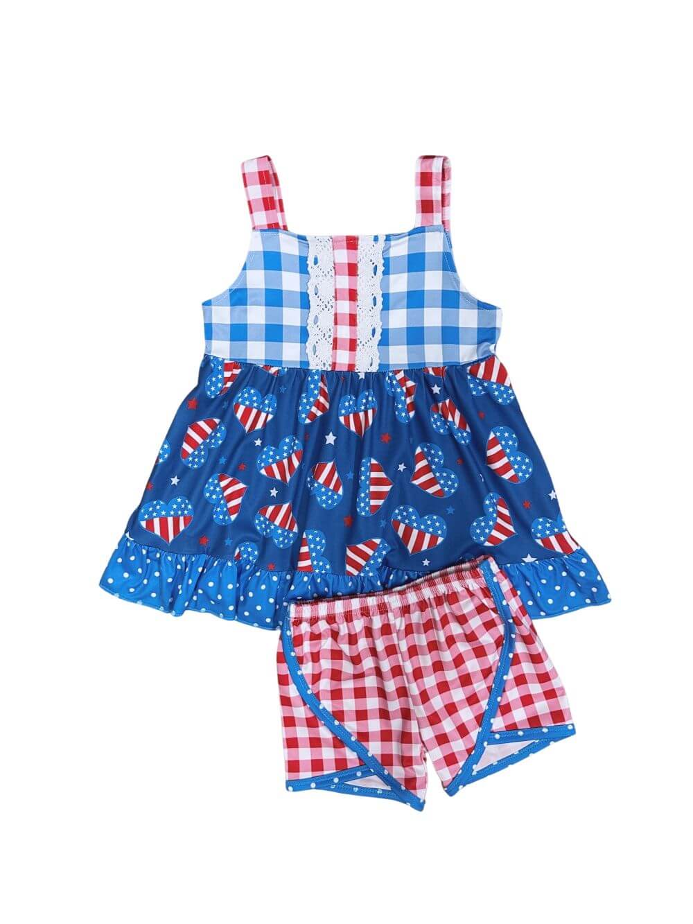 I Heart the USA Tank Tunic Girls Patriotic Shorts Outfit - Sydney So Sweet