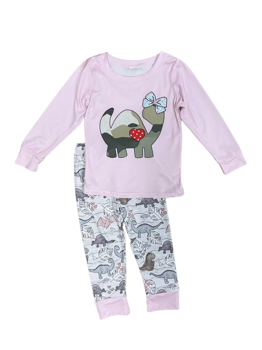 I Love Dinosaurs Pink Girls Long Sleeve Lounge Set - Sydney So Sweet
