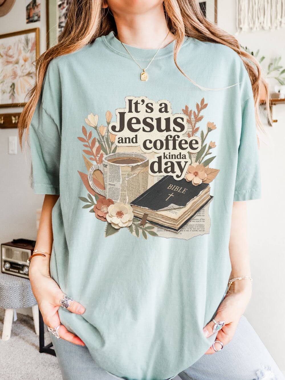 Jesus & Coffee Day T-Shirt Faith, Bible & Cozy Coffee Graphic Tee