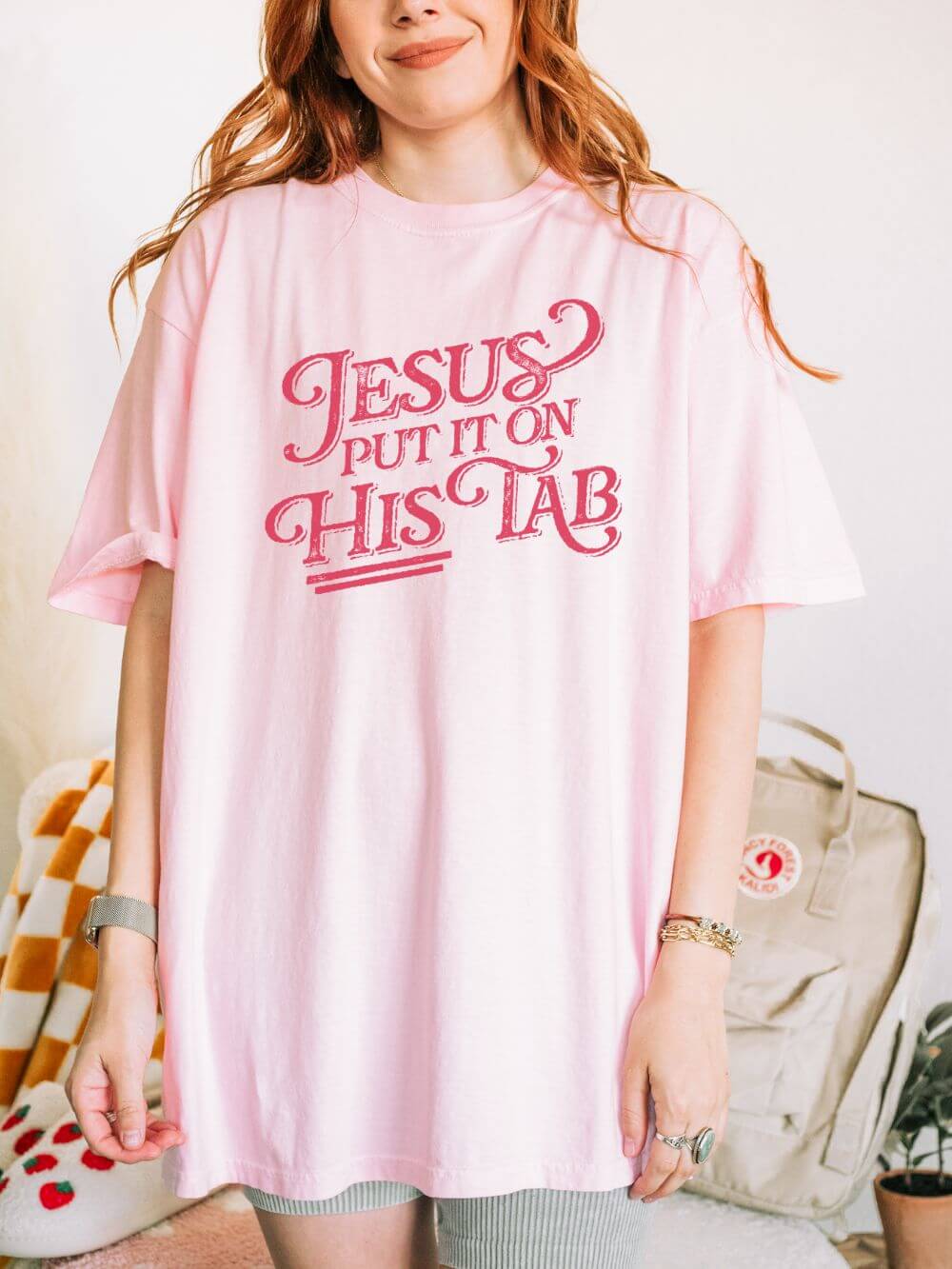 Jesus Put It On His Tab T-Shirt Christian Faith Graphic Unisex Distressed Grunge Tee