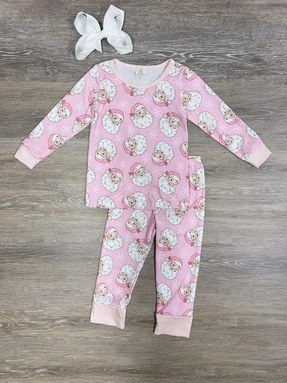 Jolly Pink Santa Claus Girls Christmas Pajamas - Sydney So Sweet