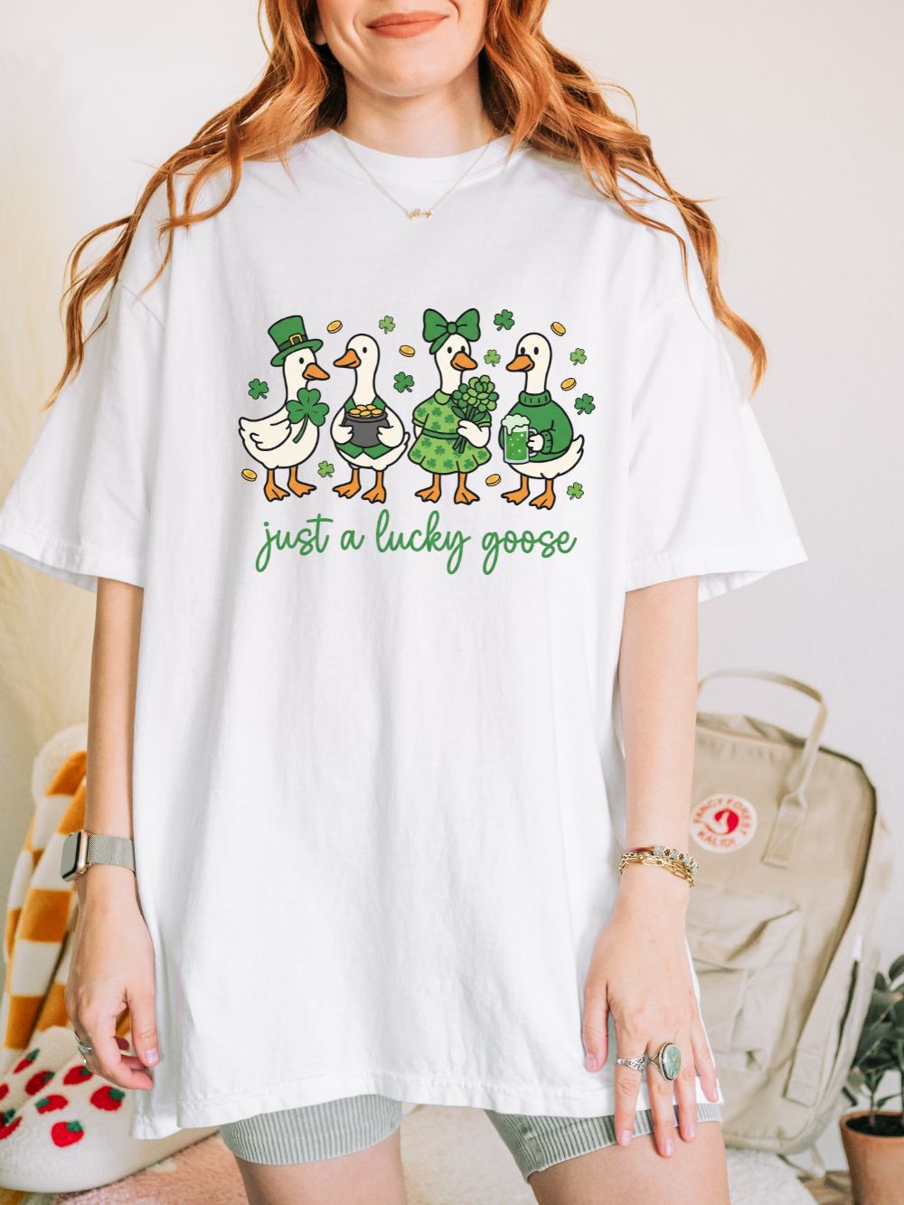 Just a Lucky Goose St. Patrick's Day Graphic T-Shirt Unisex Short Sleeve Tee