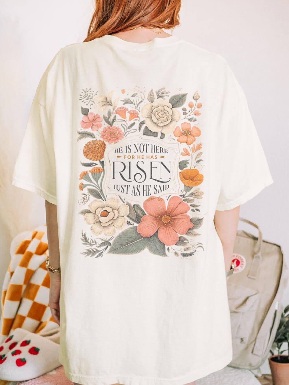 He Is Not Here T-Shirt Christian Faith Graphic Unisex Distressed Floral Easter Tee