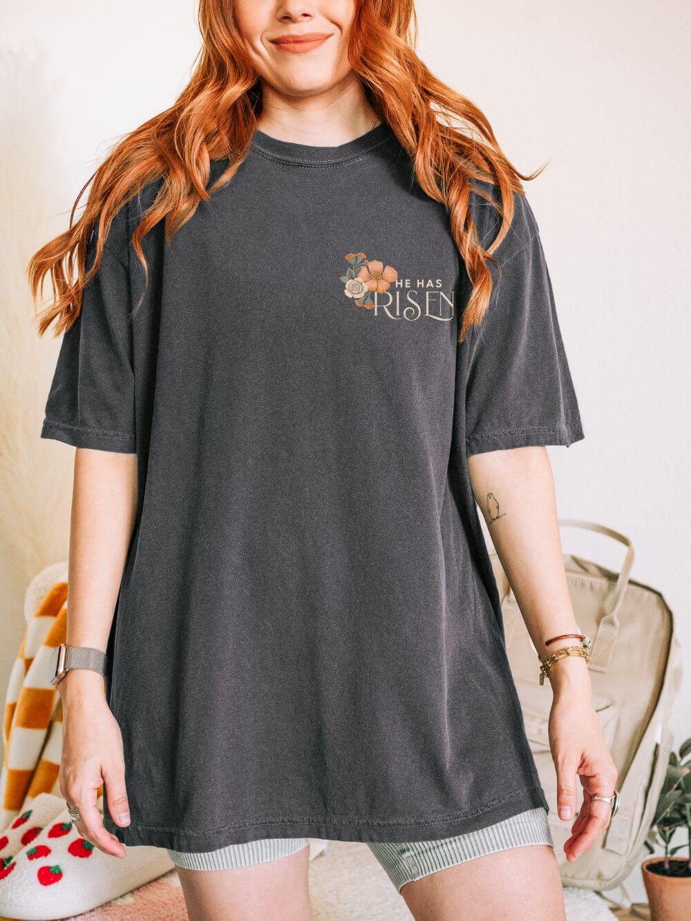 He Is Not Here T-Shirt Christian Faith Graphic Unisex Distressed Floral Easter Tee