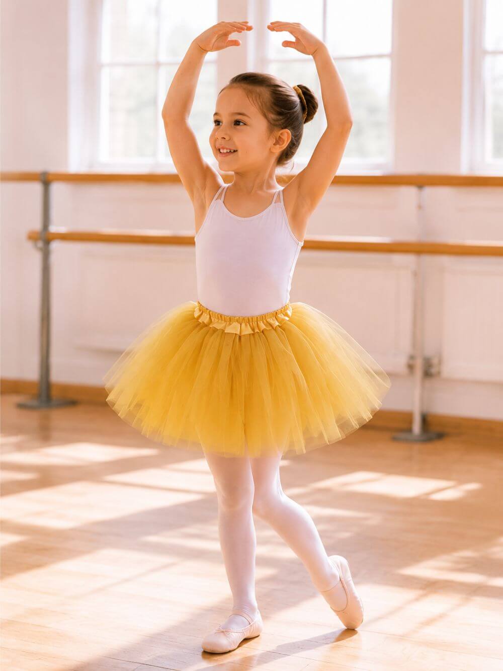 Gold Tutu Skirt for Girls – 3-Layer Tulle Ballet, Dance, and Dress-Up Costume Skirt