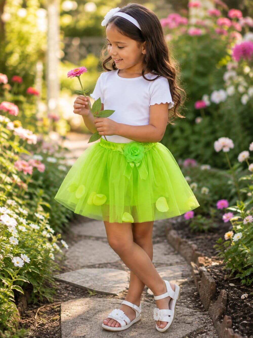 Lime Green Petal Tutu Skirt - Kids Size Tulle Basic Ballet Dance Costume Girls Tutus