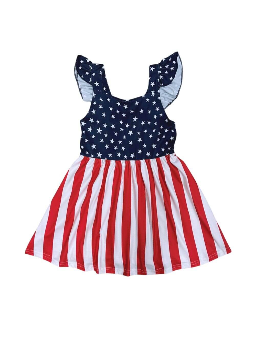 Land of the Free Girls USA Flag Print Ruffle Tank Dress - Sydney So Sweet