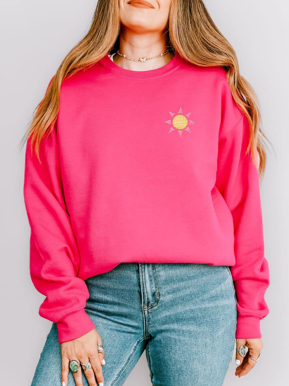 See You Sunday Christian Sweatshirt Cute Church Sun Faux Fabric Crewneck