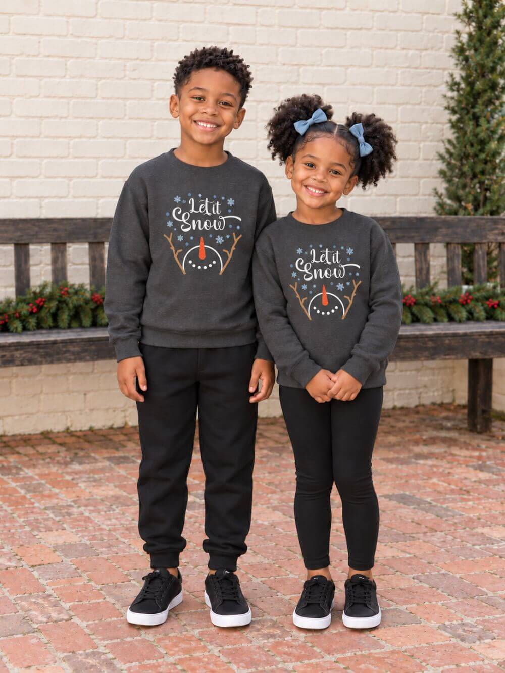 Let it Snow Happy Snowman Winter Crewneck Unisex Youth Sweatshirt