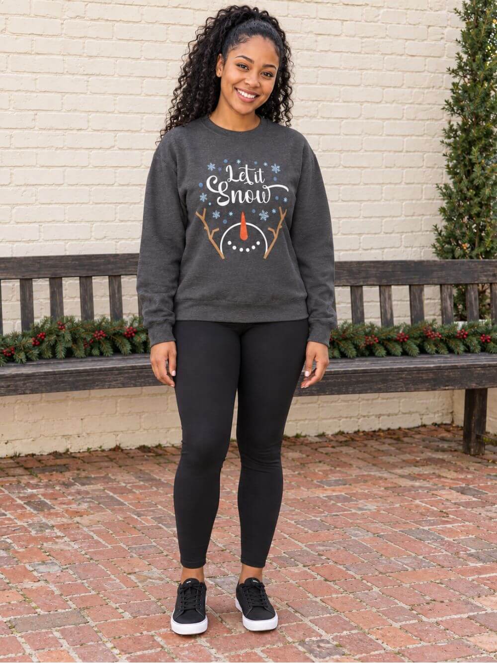 Let it Snow Happy Snowman Winter Crewneck Unisex Sweatshirt