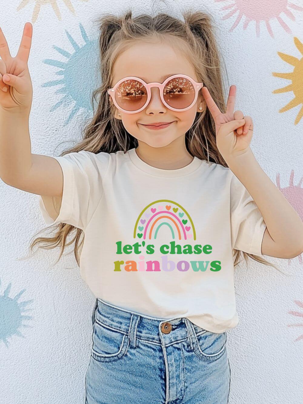 Let’s Chase Rainbows Youth Tee Cute St. Patrick's Day Kids T-Shirt