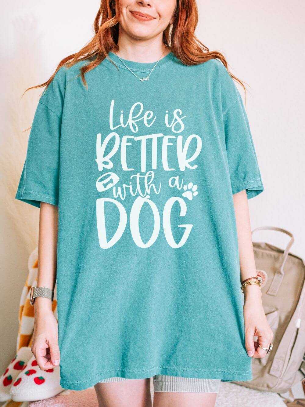 Life is Better with a Dog T-Shirt Cute Dog Mom Graphic Tee
