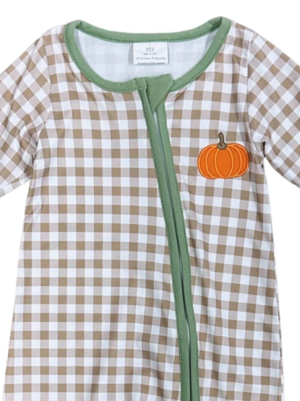Little Pumpkin Plaid Boys Fall Romper - Sydney So Sweet