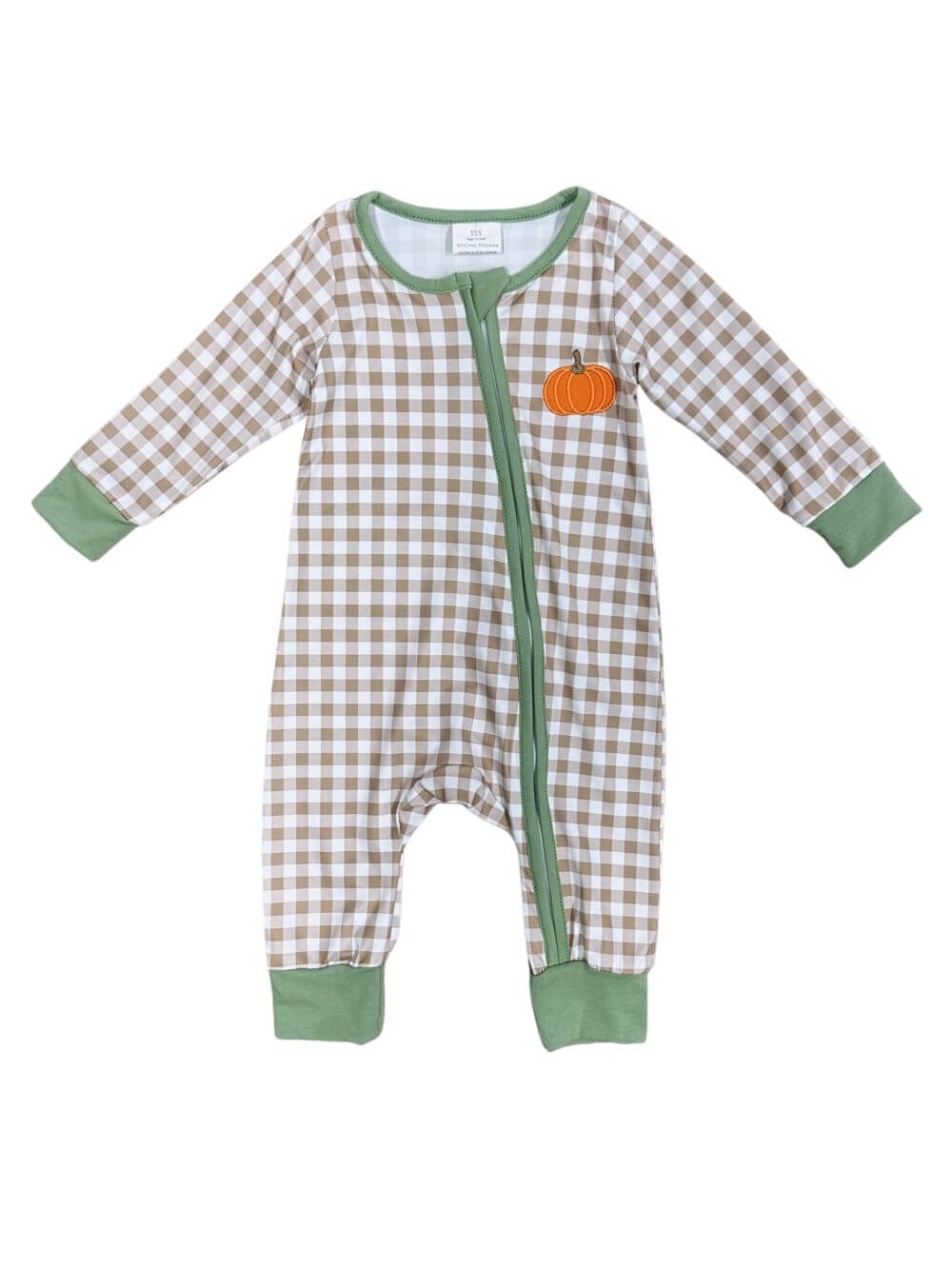 Little Pumpkin Plaid Boys Fall Romper - Sydney So Sweet