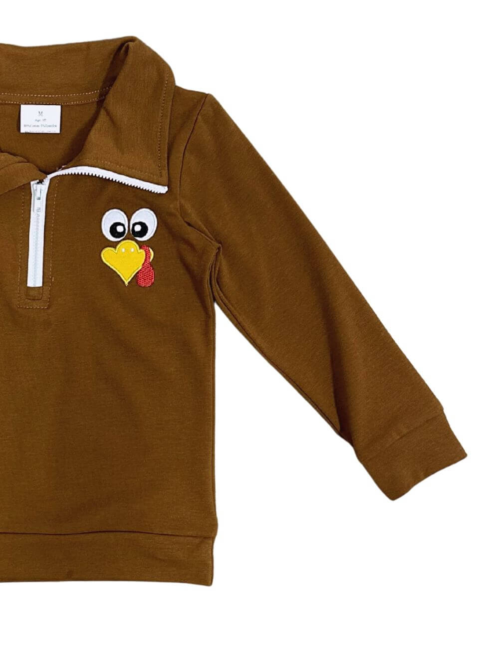 Little Turkey Boys Quarter Zip Thanksgiving Pullover - Sydney So Sweet