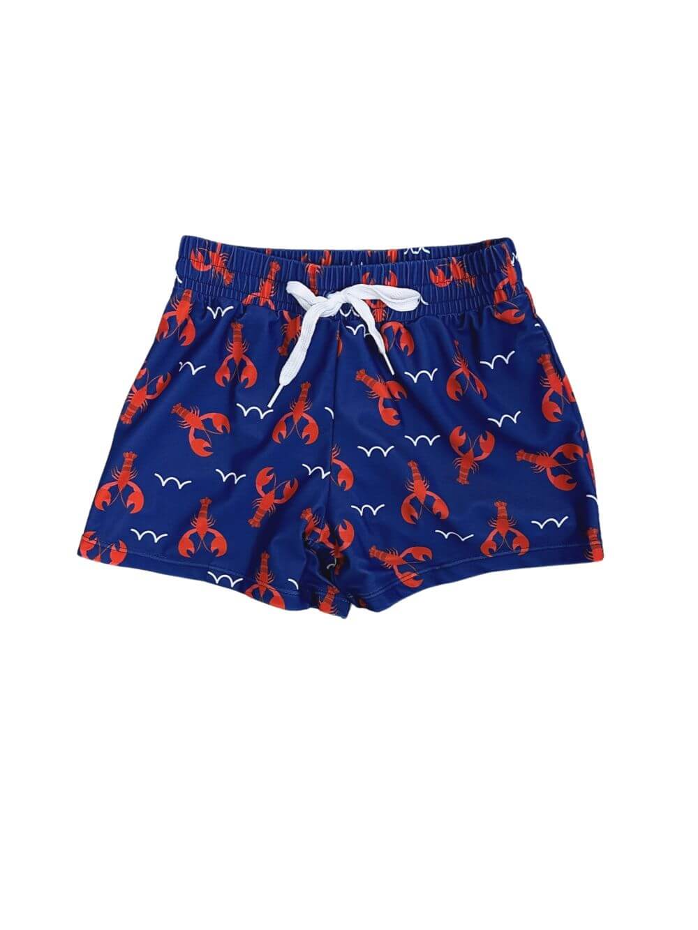 Lobster Splash Boys Navy Blue & Red Swim Shorts - Sydney So Sweet