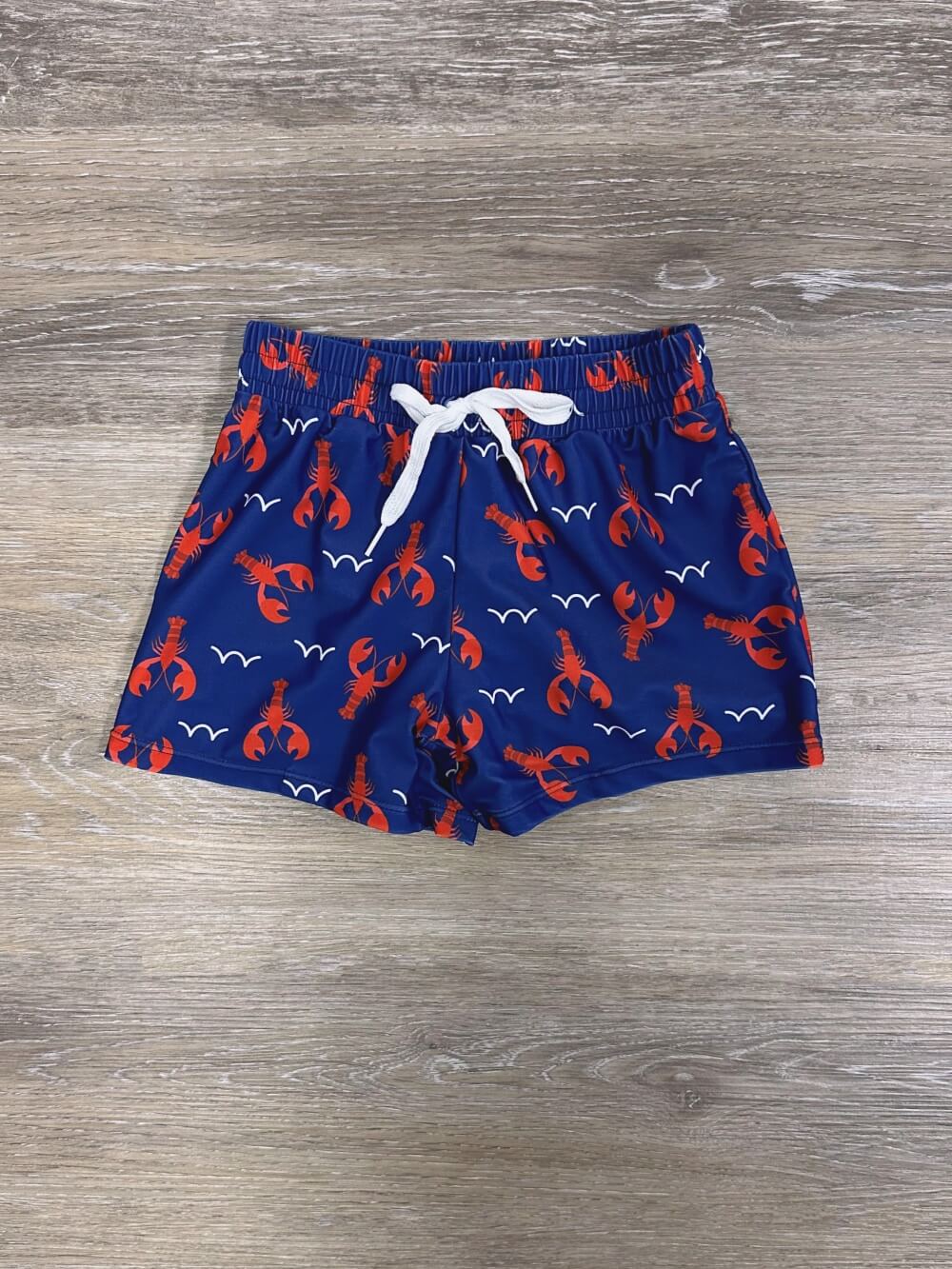 Lobster Splash Boys Navy Blue & Red Swim Shorts - Sydney So Sweet