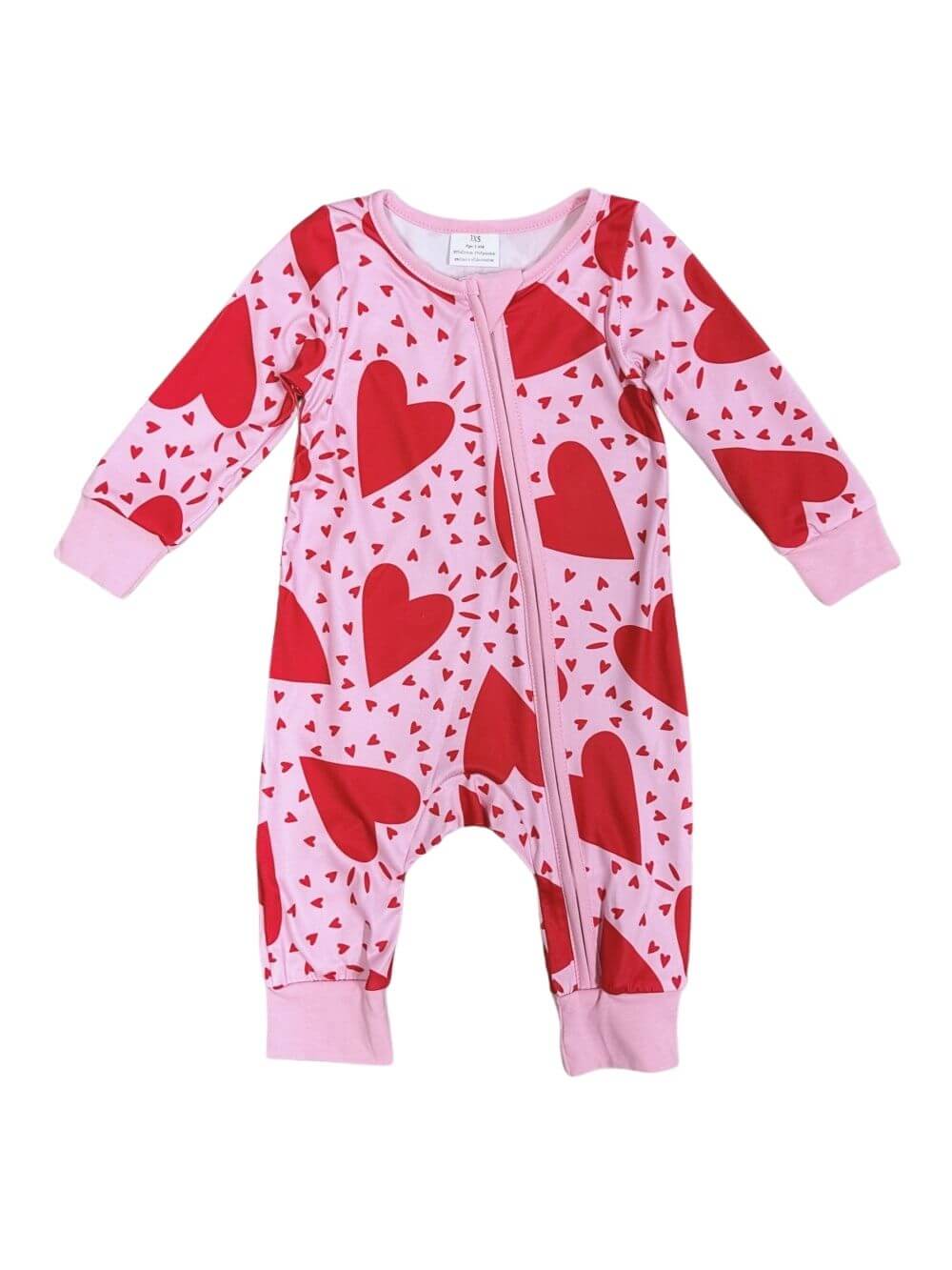 Lots of Love Heart Print Cozy Girls Baby Romper