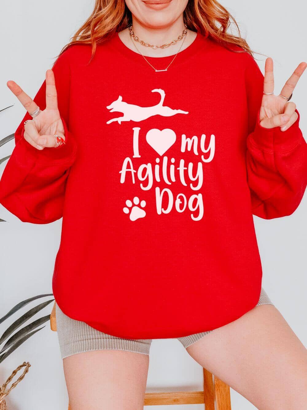 I Love My Agility Dog Cotton Women's Long Sleeve Graphic Sweatshirt - Sydney So Sweet