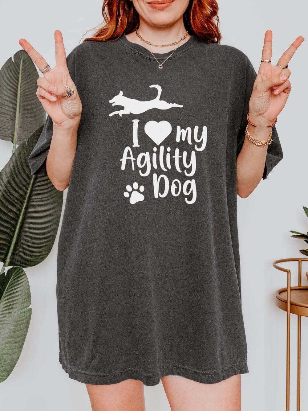 I Love My Agility Dog Comfort Colors Cotton Women's Short Sleeve Graphic T-Shirt - Sydney So Sweet
