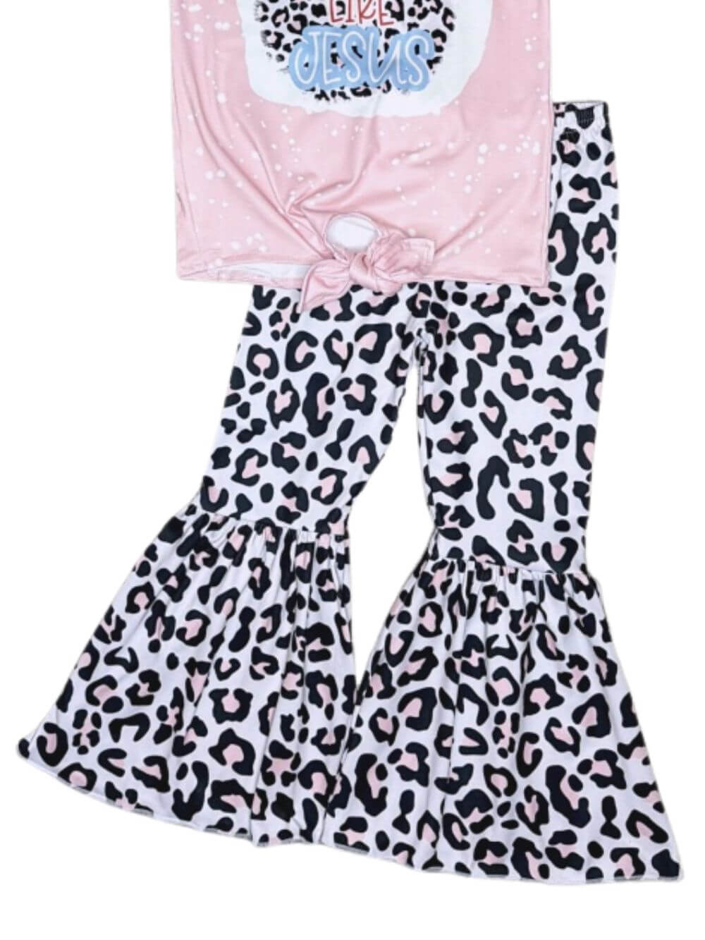 Love Like Jesus Girls Leopard Bell Bottoms Outfit