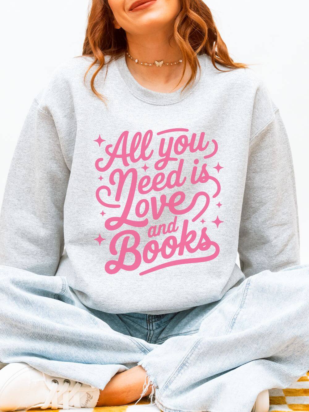All You Need is Love & Books Valentine's Day Women's Heavy Blend Cozy Crewneck Sweatshirt - Sydney So Sweet