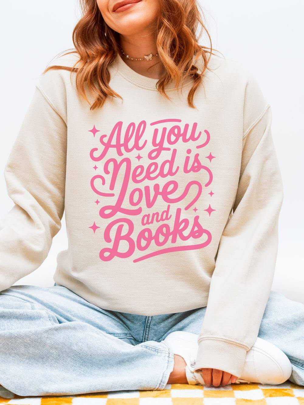 All You Need is Love & Books Valentine's Day Women's Heavy Blend Cozy Crewneck Sweatshirt - Sydney So Sweet