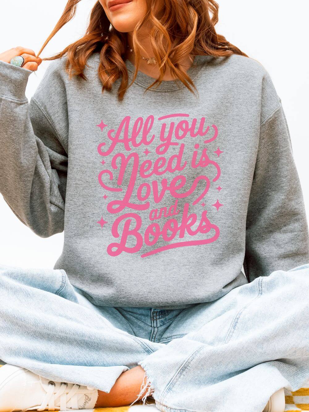 All You Need is Love & Books Valentine's Day Women's Heavy Blend Cozy Crewneck Sweatshirt - Sydney So Sweet