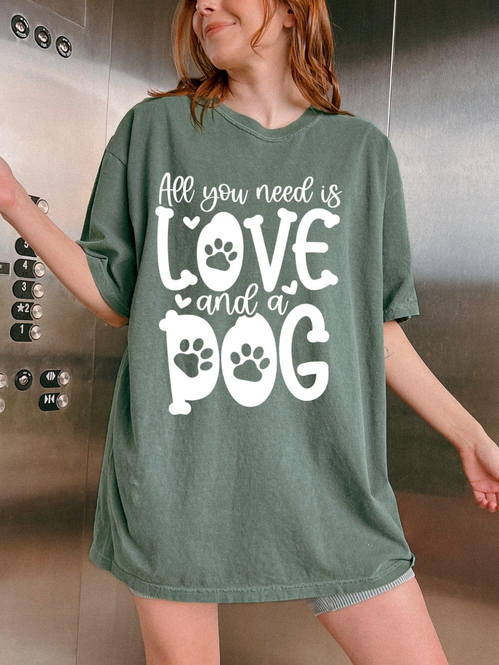 All You Need Is Love and a Dog Mom T-Shirt Cute Graphic Tee