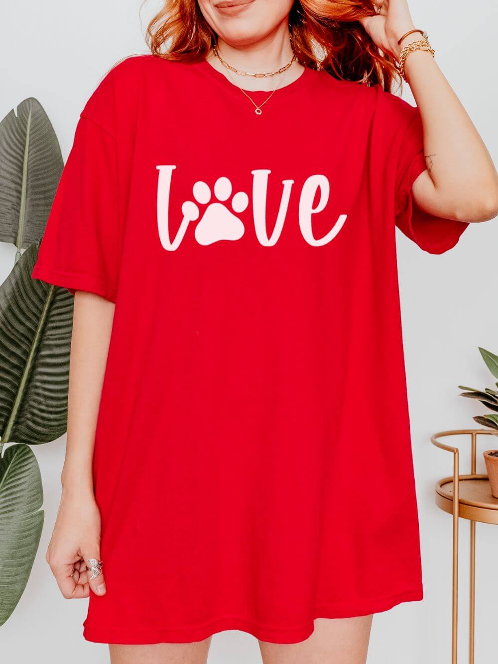 Love Paw T-Shirt Valentine's Day Cute Pet Lover Graphic Unisex Short Sleeve Tee