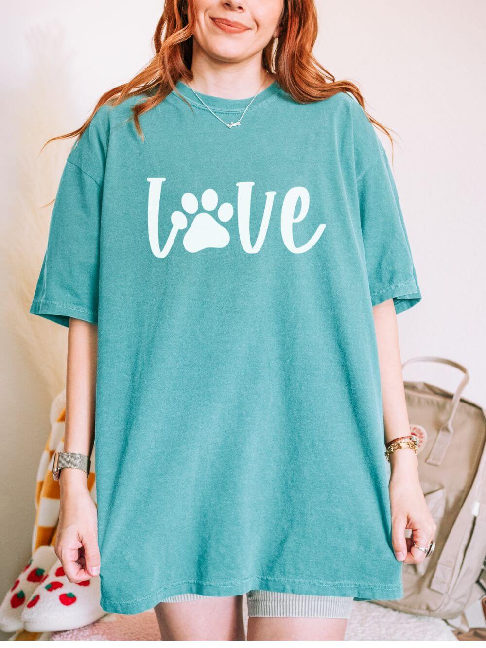 Love Paw T-Shirt Valentine's Day Cute Pet Lover Graphic Unisex Short Sleeve Tee