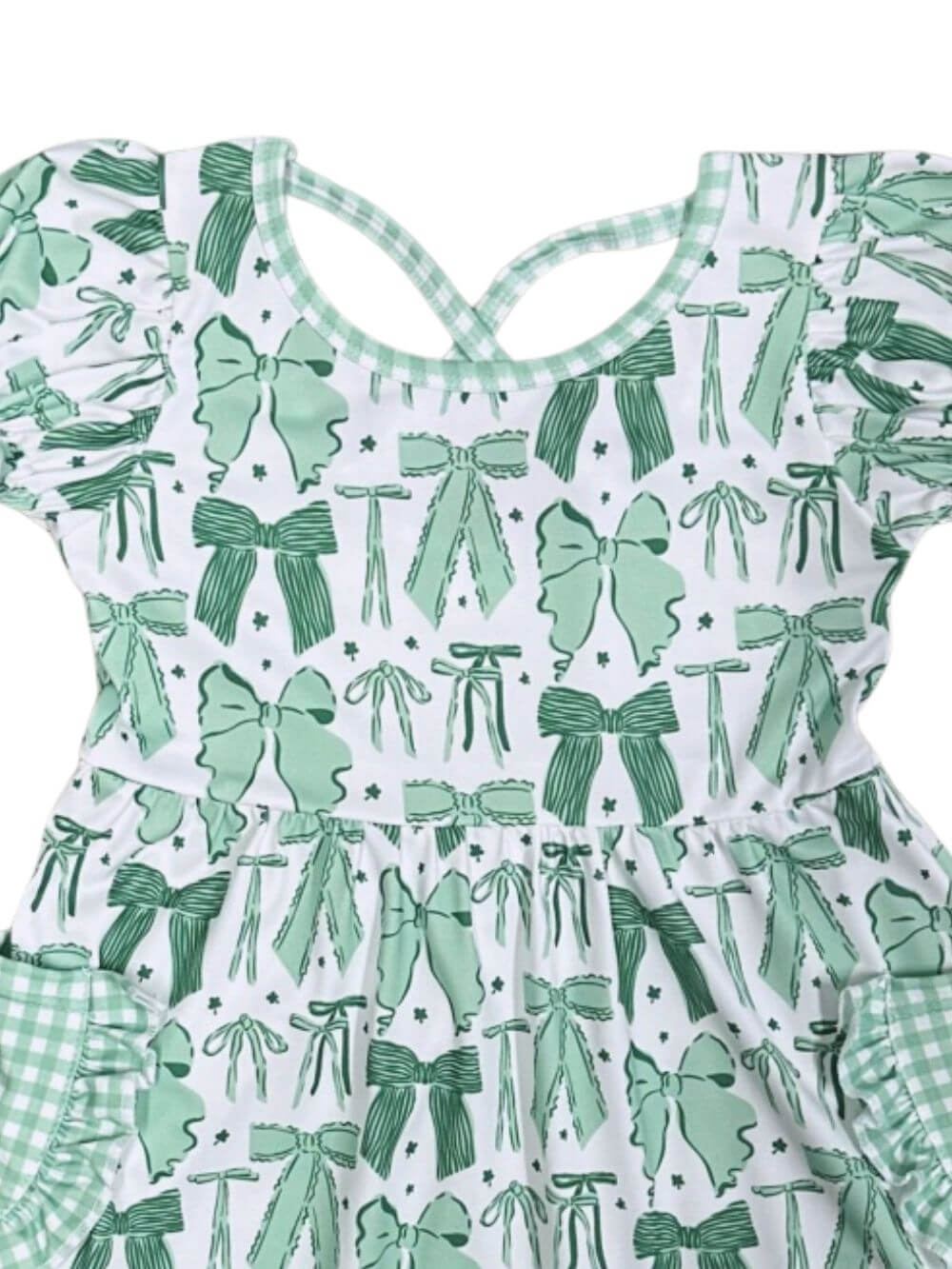 Lucky Charm Girls Green Bow Twirl Dress
