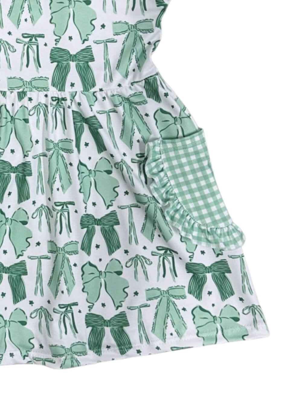 Lucky Charm Girls Green Bow Twirl Dress