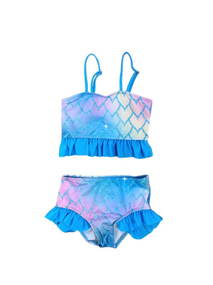 Mermazing Blue Ruffle Girls 2 Piece Tankini Swimsuit - Sydney So Sweet