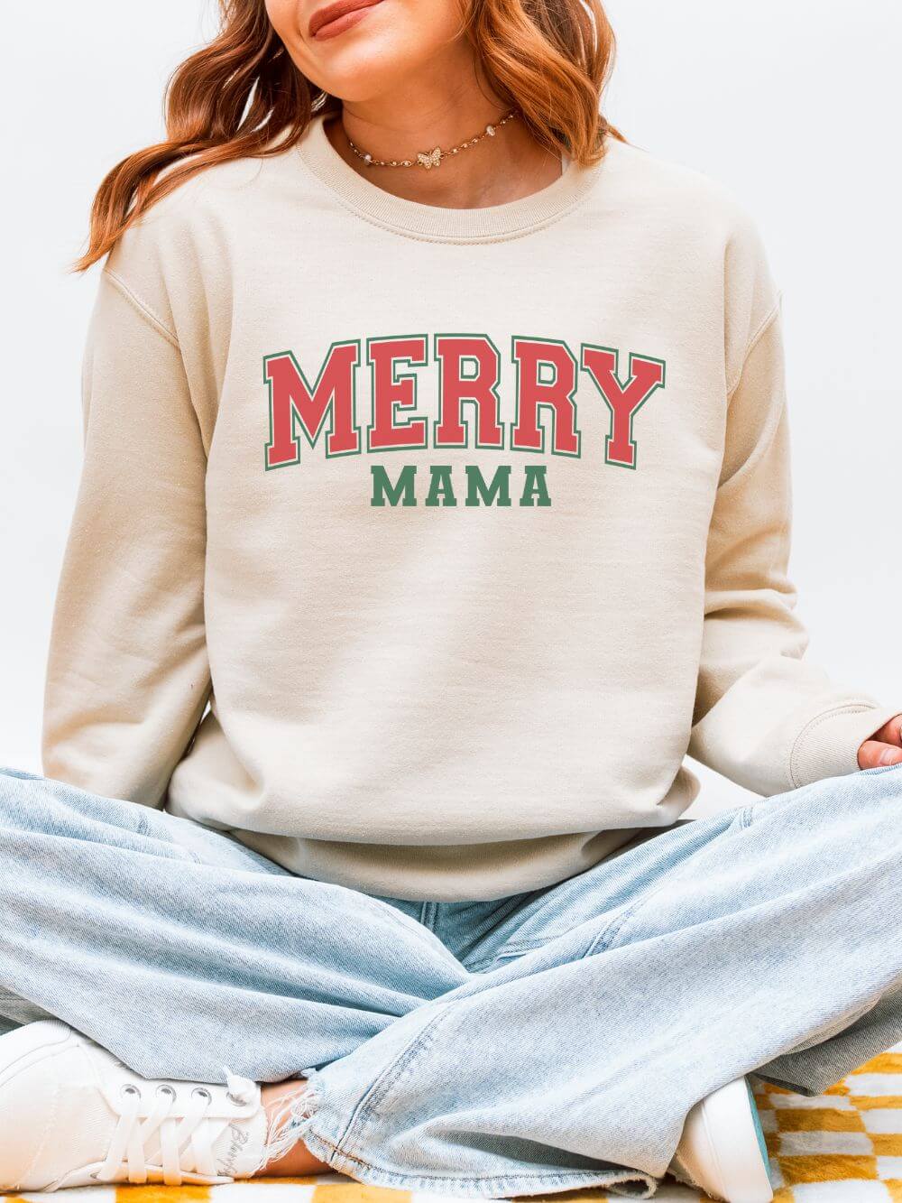 Merry Mama Heavy Blend Women's Cozy Crewneck Holiday Christmas Sweatshirt - Sydney So Sweet