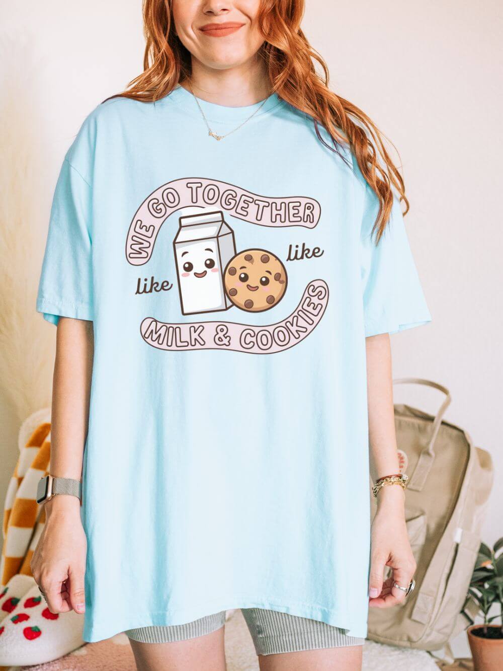 We Go Together Like Milk & Cookies Graphic T-Shirt Unisex Short Sleeve Tee - Sydney So Sweet