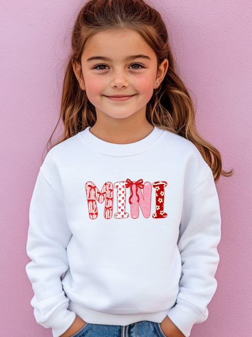Mini Coquette Bow & Heart Valentine's Day Kids' Crewneck Graphic Sweatshirt - Sydney So Sweet