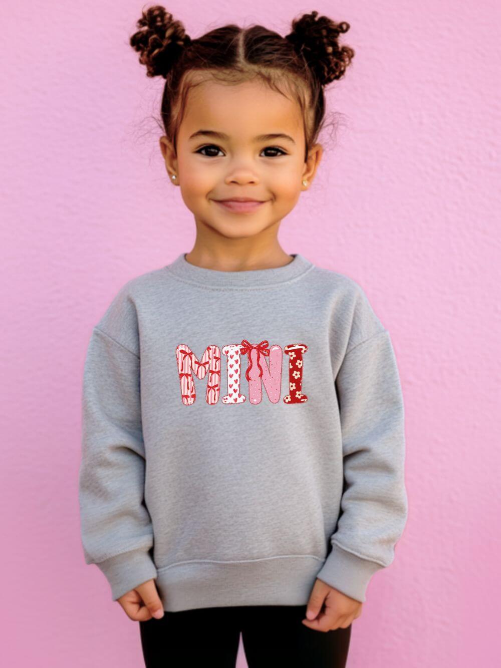 Mini Coquette Bow & Heart Valentine's Day Pullover Toddler Crewneck Graphic Sweatshirt