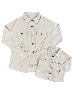 Mom and Me - Cream Button Up Corduroy Shacket - Sydney So Sweet