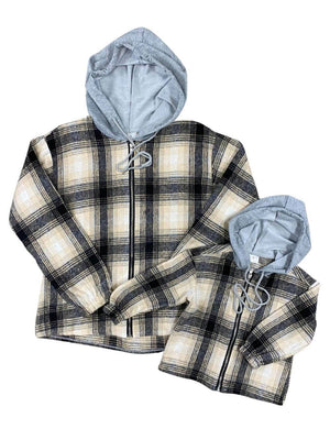 Mom and Me - Plaid Hooded Zip Up Shacket - Sydney So Sweet