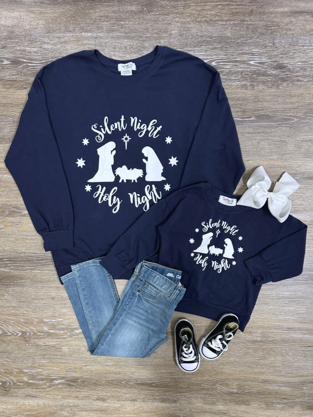One of a Kind - Mommy and Me - Silent Night Holy Night Pullover Top Size 12-18 Months - Sydney So Sweet
