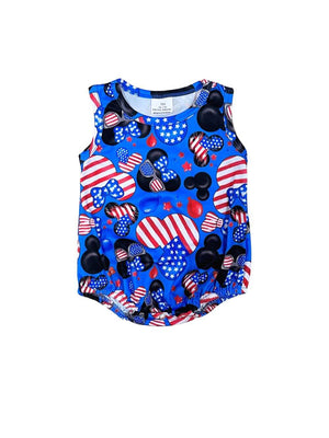 Mouse Stars & Stripes Patriotic Baby Bubble Romper - Sydney So Sweet