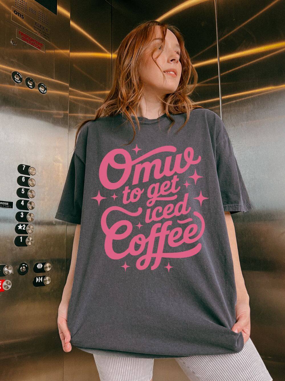 On My Way to Get Iced Coffee T-Shirt Cute Retro Script Coffee Graphic Tee