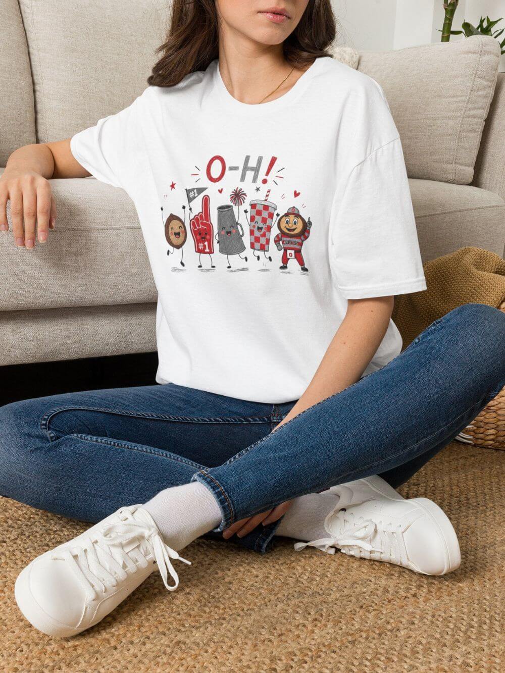 Ohio Doodle Football Mascot Tee Cute Tailgate Cartoon State Game T-Shirt