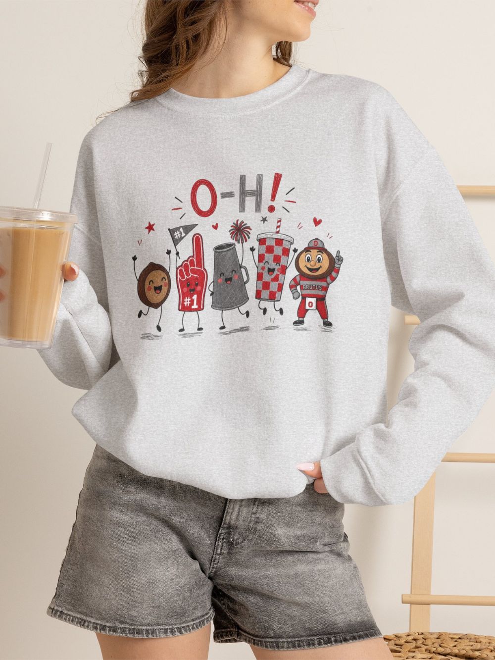 Ohio Doodle Football Mascot Sweatshirt Cute Tailgate Cartoon State Game Pullover