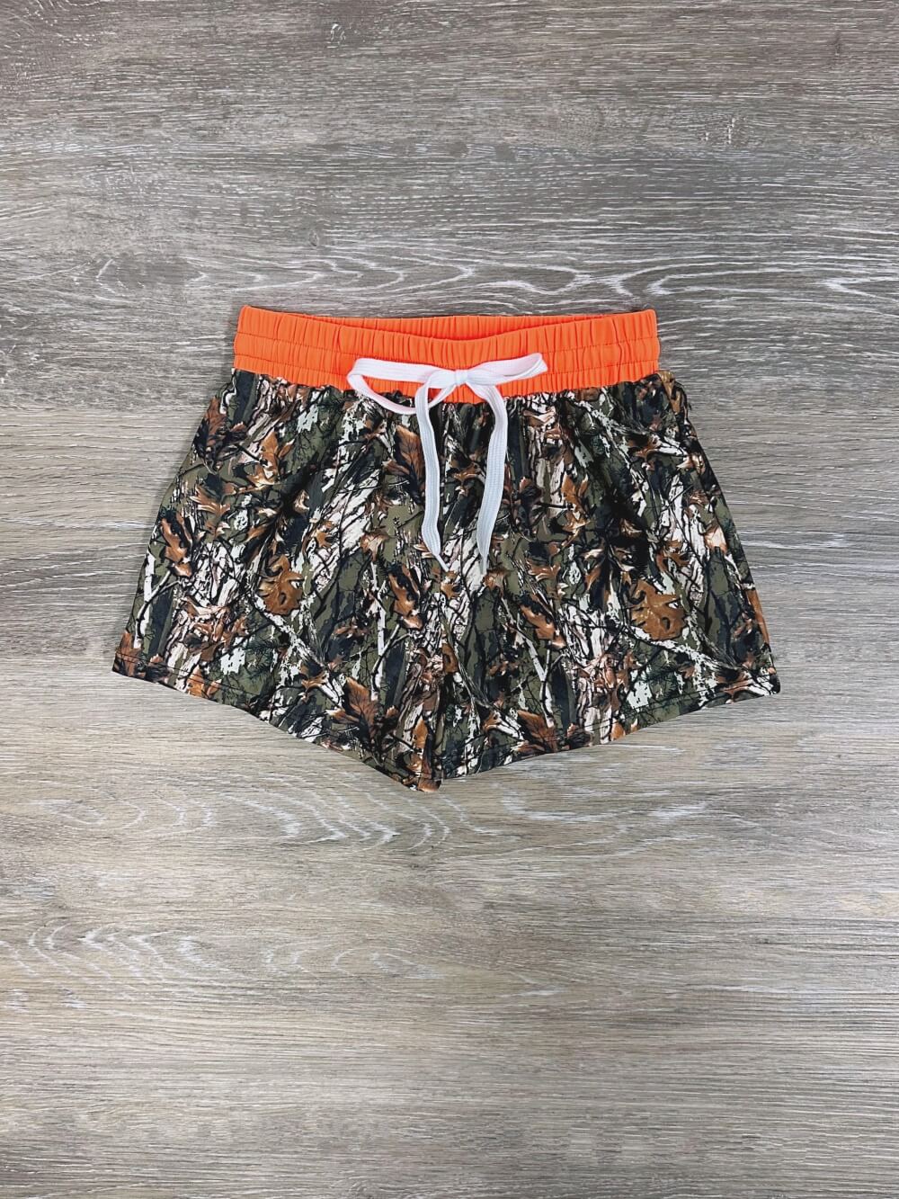 Oh Deer Camo & Orange Boys Swim Shorts - Sydney So Sweet
