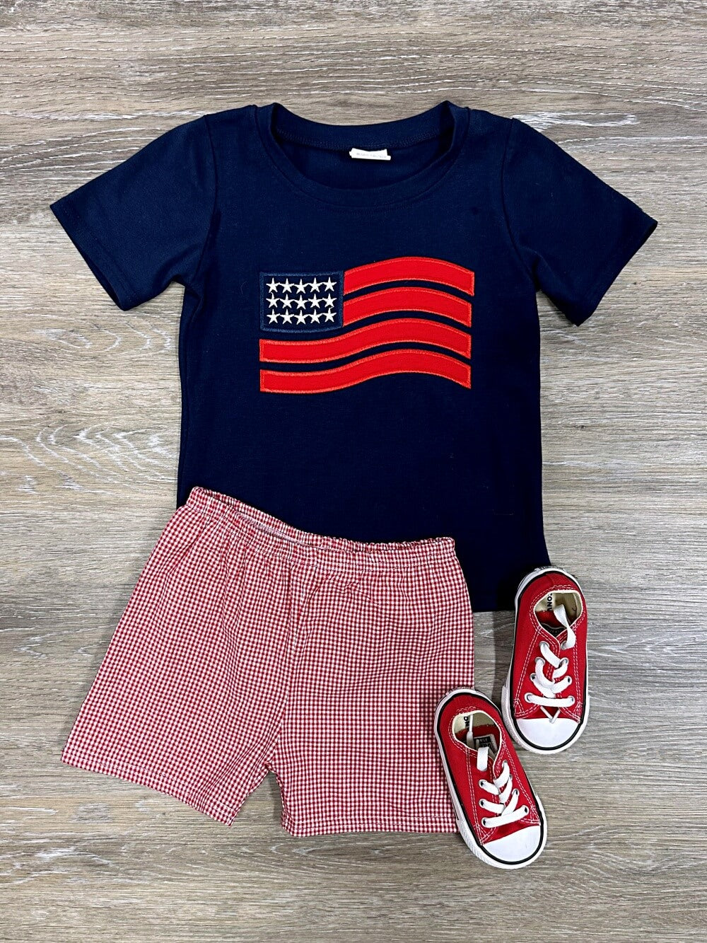 Old Glory Boys Navy & Red Patriotic Shorts Outfit - Sydney So Sweet