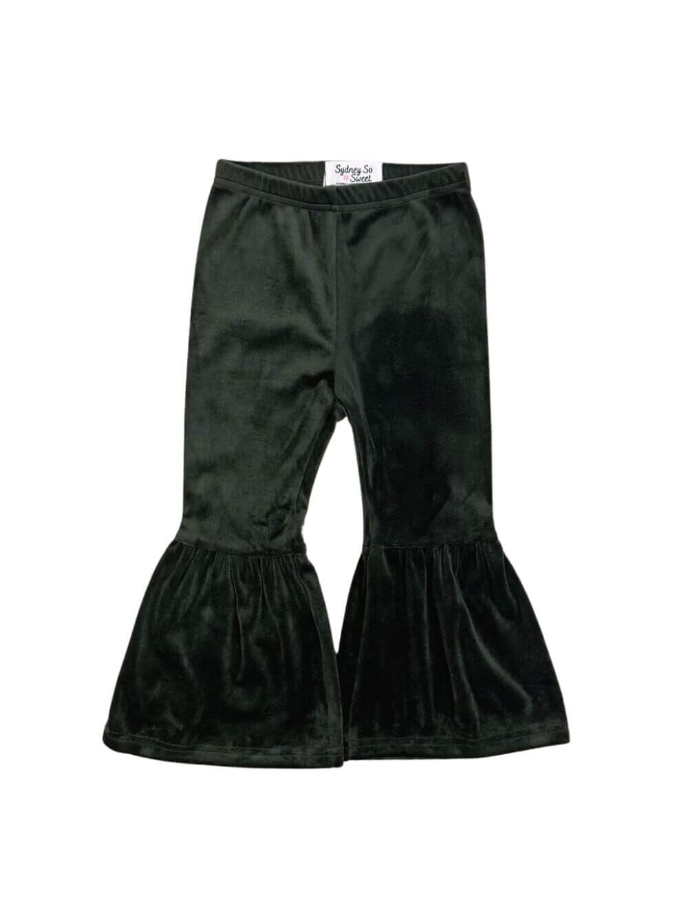 Olive Green Girls Velvet Bell Bottoms - Sydney So Sweet