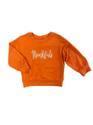 Orange Thankful Girls Long Sleeve Pullover Top - Sydney So Sweet