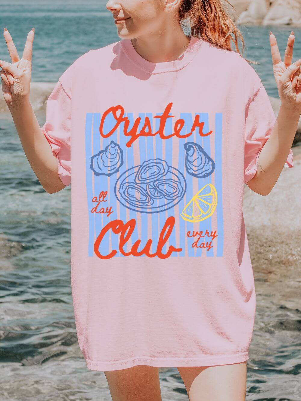 Oyster Club T-Shirt Vintage Seafood Graphic Tee